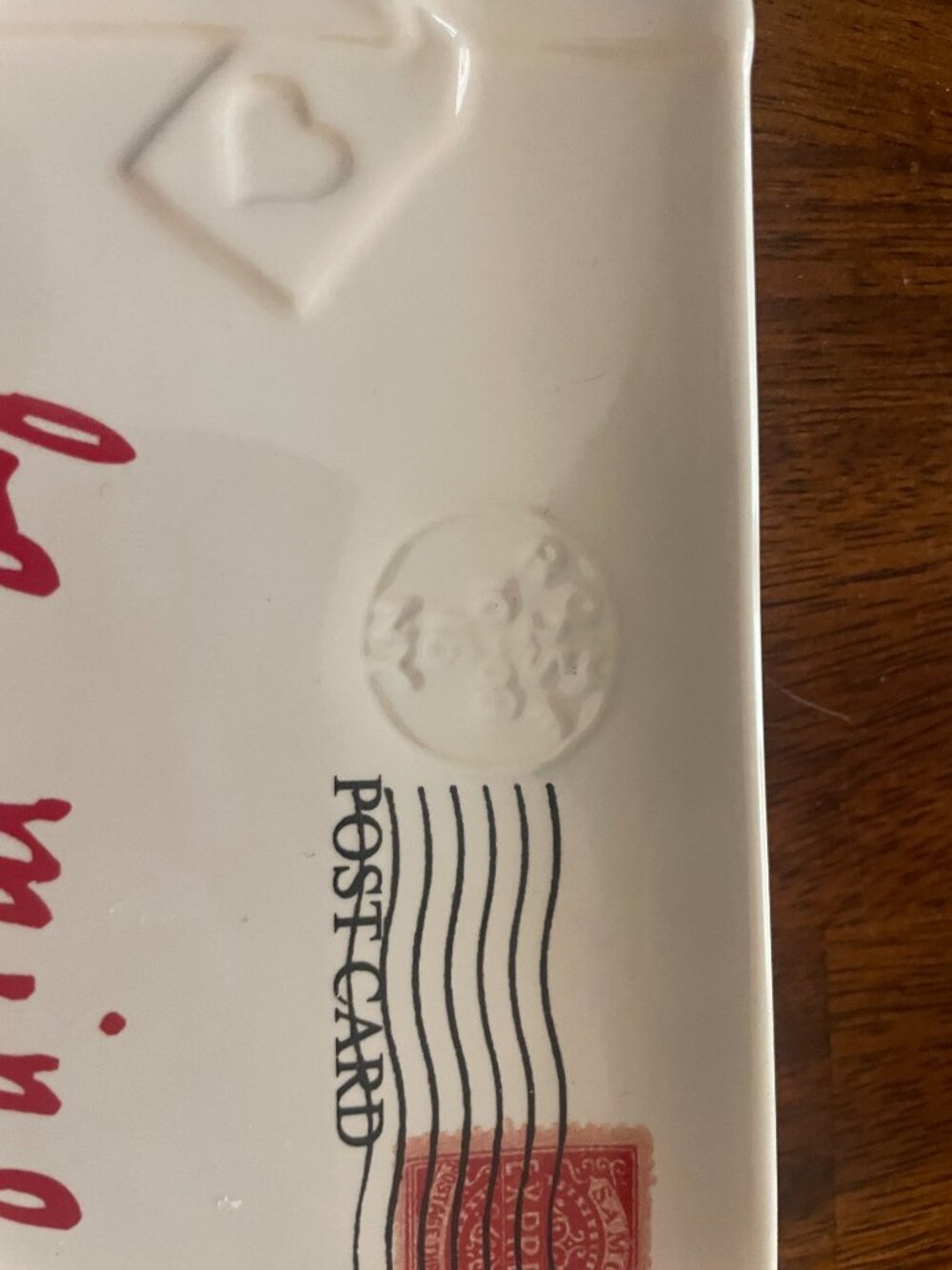 Pottery Barn Ceramic Be Mine Pottery Postcard Trinket Dish Rare 6" x 3.5"! - Picture 3 of 5
